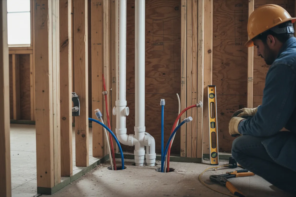 Drain and supply rough-in during Garbage Disposal Repair in Owensville