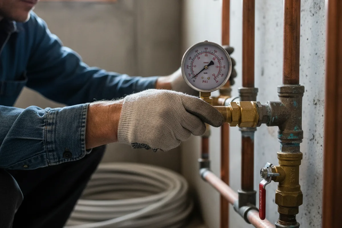 Pressure testing a repaired line during Water Line Repair in Owensville